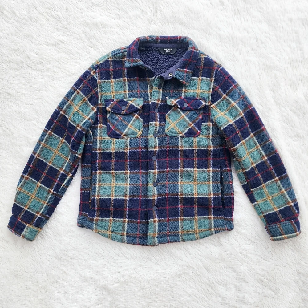 Members Mark Boys Plaid‎ Sherpa Lined Shacket